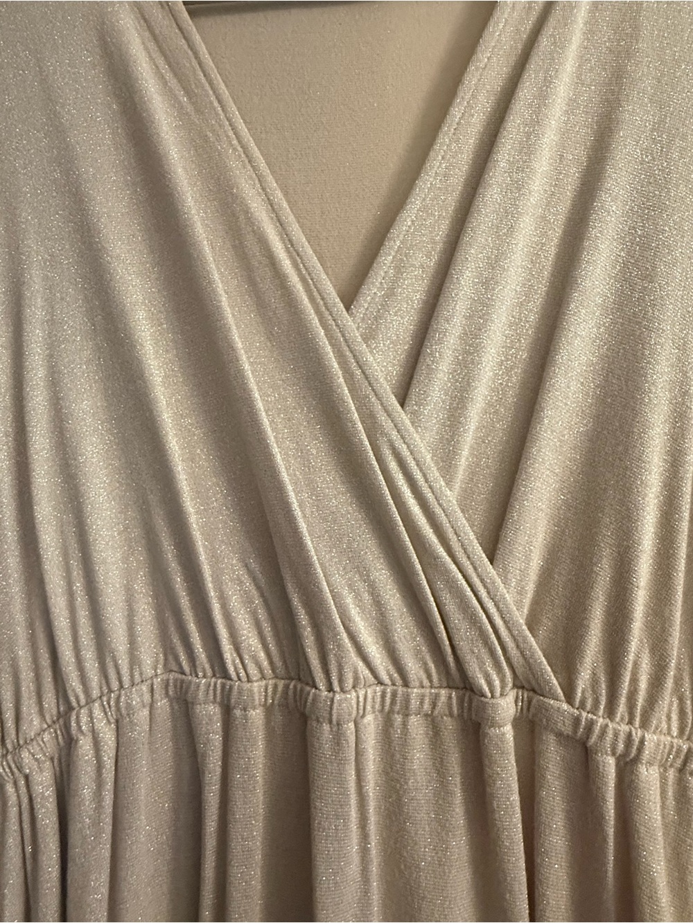 Mikarose Shimmery Cream Wrap-Front Dress